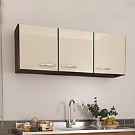 Armário Aéreo Fidelitá Suiça 120cm: 3 Portas Noce/Off-White - imagem 1