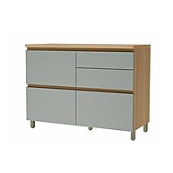 Armário Balcão Rainha 120cm com 1 Porta e 4 Gavetas - Nature/Verde - imagem 1