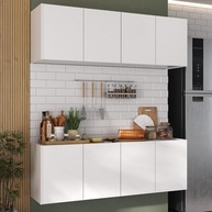 Kit Armário de Cozinha com Balcão 4 Portas – Design Moderno em MDP Branco - imagem 3