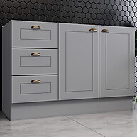 Armário Compacto para Pia 120cm – Cinza, 2 Portas e 3 Gavetas - imagem 1