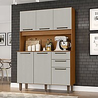Armário Cozinha 6 Portas 2 Gavetas 120cm – Cinamomo/Areia - imagem 1