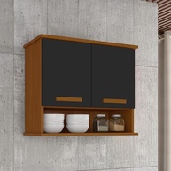 Armário Aéreo Organizador para Cozinha Mavi - Espaço Inteligente Cedro/Preto - imagem 2