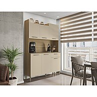 Armário de Cozinha 6 Portas + 1 Gaveta Gênova Freijó/Vanilla - imagem 1