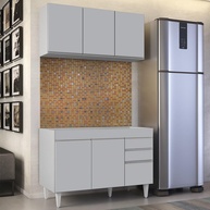 Armário de Cozinha Aéreo e Balcão 120cm Michigan Cinza Claro - imagem 1