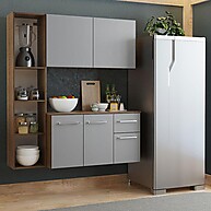 Armário de Cozinha Compacta 120cm Rustic/Cinza – Design Moderno e Prático - imagem 1