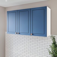Armário Aéreo 3 Portas 120 cm Pérola Yescasa Branco/Azul - Design Moderno e Funcionalidade - imagem 1