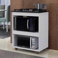 Armário Cozinha Cooktop 5 Bocas com 2 Nichos para Forno e Microondas Turim Branco - imagem 1