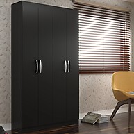 Armário Multiuso 4 Portas Preto – Organização Total - imagem 1