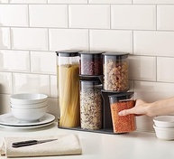 Joseph Podium - Conjunto de Armazenamento com Suporte para Alimentos Secos | 5 Peças em Plástico Cinza - imagem 3