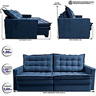 Sofá Retrátil com Baú 2m Cama inBox: Conforto e Armazenamento - imagem 2