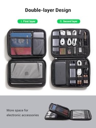 UGREEN Organizador eletrônico Bolsa de armazenamento para organizador de cabos de viagem para cabos de dados, carregador USB C, cartão SD, disco rígido, cabo de carregamento, mouse, banco de - imagem 4