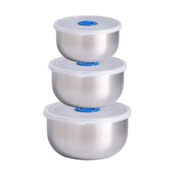 Tigelas de Aço Inoxidável com Tampa Hermética - 3 Peças Empilháveis para Armazenamento e Mistura - imagem 1
