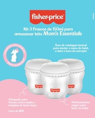 Kit 3 Frascos 150ml para Armazenar Leite Materno - Mom's Essentials Frisher Price - imagem 3