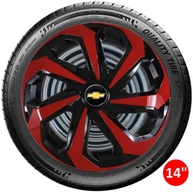 Jogo 4 Calotas Esportivas Spider Preto/Vermelho aro 14 CHEVR Onix Prisma Spin Agile Cobalt Sonic Montana Meriva Zafira Corsa Hatch Maxx Sedan Classic Joy Premium - imagem 5