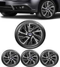 Jogo 4 Calotas Esportivas DS4 Preto/Prata Aro 15 - Ford Ka, Fiesta, Focus - imagem 2