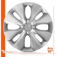 Kit 4 Calotas Aro 15 Prata Grid para Citroën C3 2014-2015 - Design Grid com Fixação por Pressão - imagem 4