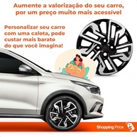 Jogo 4 Calotas Aro 14 Argo Cronos 2018-2024 Preto/Prata Cubo Baixo Grid - imagem 5