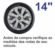 Jogo 4 Calotas Esportivas Prata Aro 14 para Chevrolet Onix/Prisma (2017-2020) com Emblema Preto - imagem 4