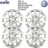 Jogo 4 Calotas Aro 14 VW Fox, SpaceFox e Polo (2009-2016) Grid GR049CB com Adesivo Logo Resinado - imagem 4