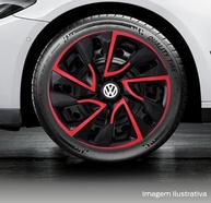 Jogo 4 Calotas Esportivas DS4 Preto/Vermelho Aro 14 para VW Gol, Fox, Voyage e Mais - imagem 3