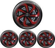 Jogo 4 Calotas Esportivas Spider Aro 14 Preto/Vermelho - Universal para Todos os Carros - imagem 1