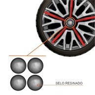Jogo de Calotas Triton Sport Black Silver Red Aro 14 para Citroën C3, C4, Aircross, C5, Xsara, Berlingo + Selo Resinado - imagem 3
