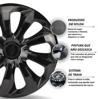 Jogo 4 Calotas Esportivas Velox Aro 14 para Honda Fit, City e Civic - Preto Brilhante - imagem 5