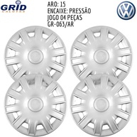 Jogo 4 Calotas Aro 15 VW Fox e Polo (03-09) Grid GR063AR com Adesivo Logo VW Resinado - imagem 4