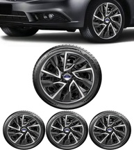 Jogo 4 Calotas Esportivas DS4 Preto/Prata Aro 15 - Ford Ka, Fiesta, Focus - imagem 1