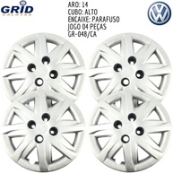 Jogo 4 Calotas Aro 14 VW Gol, Voyage e Saveiro G5/G6 (09-15) - Design Grid GR112CA com Adesivo Logo Resinado - imagem 4
