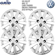 Jogo 4 Calotas Aro 15 VW Gol Voyage G5 2009-2012 Grid GR018CP com Adesivo Logo Resinado - imagem 5