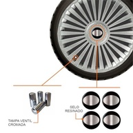 Jogo de Calotas Europa Premium Aro 14 + Selos Resinados + Tampas Cromadas para Toyota Etios, Corolla e Yaris - imagem 3