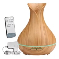 Difusor de Aroma Ultrassônico com Timer, LED Colorido e Controle Remoto - 400ml Design Madeira - imagem 4