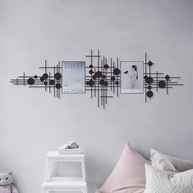 Arte de Parede de Metal Abstrata Geométrica Moderna – Escultura 3D Versátil para Sala de Estar (86 x 39,9 cm) - imagem 3