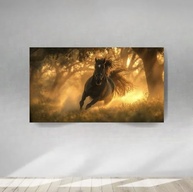 Quadro Tela Decorativo Cavalo no Pôr do Sol 60x40cm | Arte Exclusiva em Canvas com Moldura de Madeira Maciça - imagem 3
