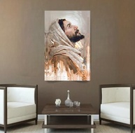 Quadro Decorativo Religioso Jesus Cristo 90x60cm Canvas em Madeira Maciça - Arte Sagrada para Sala - imagem 4