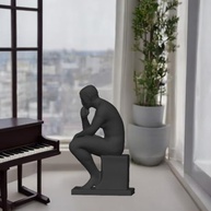 Escultura do Pensador Abstrato em Preto - Arte Contemplativa Moderna - imagem 5