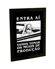 Quadro Decorativo A4 Engraçado - Karl Marx Meios de Produção - Arte Irônica para Sua Casa - imagem 1