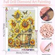 Kit de Arte de Diamantes 5D Girassol e Borboletas - Pintura Criativa para Adultos com Tela 30,5x40,6cm - imagem 3