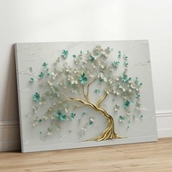 Quadro Decorativo Arvore Azul Verde 130x90cm - Arte Moderna para Quarto e Sala - imagem 4