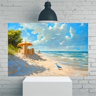 Arte de Parede Vintage Gaivotas Oceano 30,5x45,7cm - Decoração Rústica para Casa e Escritório - imagem 2