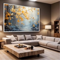 Quadro Decorativo Folhas Amarela com Moldura - Arte Impressão 4K para Sala e Quarto - imagem 5