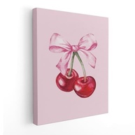 Arte de Parede Coquette Pink Bow Cherry Preppy - 28x35cm Emoldurado | Decoração Feminina para Quarto de Adolescentes - imagem 2