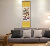 Zzooi Arte de Parede Dragão e Fênix - Pintura Chinesa da Sorte em Seda - imagem 4