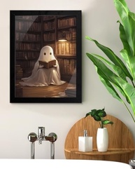Pôster Dark Academia Leitura Fantasma - Arte Vintage 15x20cm para Decoração de Parede e Mesa - imagem 3