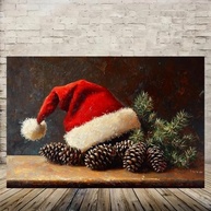 Arte de Parede Vintage Natalina com Pinhas e Chapéu de Papai Noel - Pôster 30,5x45,7cm para Decoração Rústica - imagem 4
