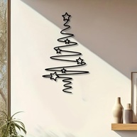 Arte de Parede de Árvore de Natal em Metal 30x17cm - Design Espiral com 6 Estrelas | Decoração Moderna para Ambientes Internos e Externos - imagem 2