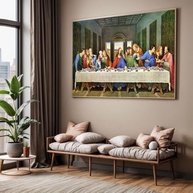 Quadro Santa Ceia com Moldura - Arte Religiosa Horizontal Grande para Sala e Quarto - imagem 2