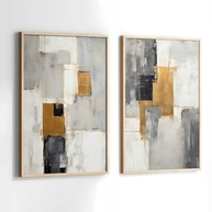 Quadros Decorativos com Moldura Abstrata Dourada e Preta | Arte Moderna para Sala e Quarto | Kit com 2 Peças 90x60 cm - imagem 2
