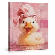 Pato Banho Rosa - Arte de Parede Elegante 20x25cm para Decoração de Banheiro - imagem 1